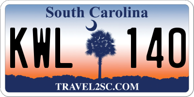 SC license plate KWL140