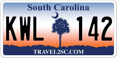SC license plate KWL142