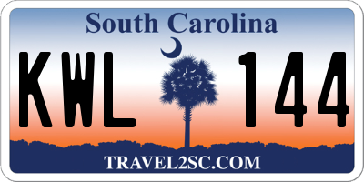 SC license plate KWL144