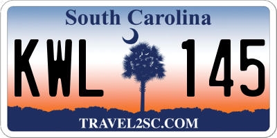 SC license plate KWL145