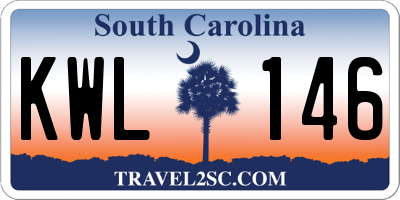 SC license plate KWL146