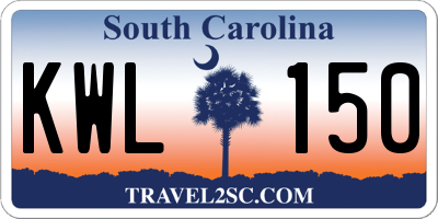 SC license plate KWL150