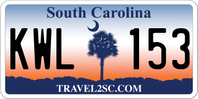 SC license plate KWL153
