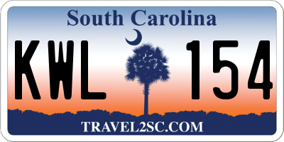 SC license plate KWL154
