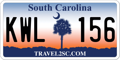 SC license plate KWL156