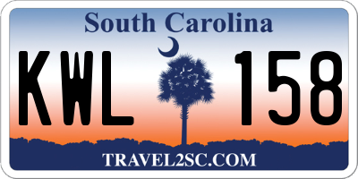 SC license plate KWL158