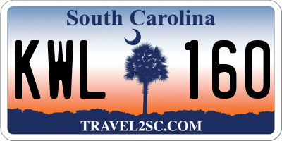SC license plate KWL160