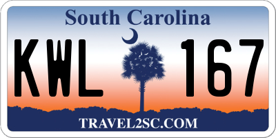SC license plate KWL167