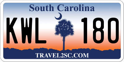 SC license plate KWL180