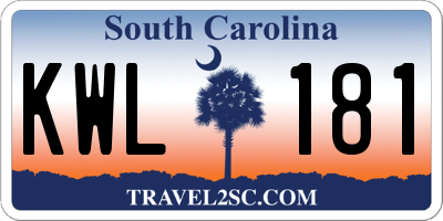 SC license plate KWL181