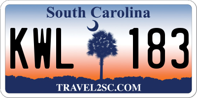 SC license plate KWL183