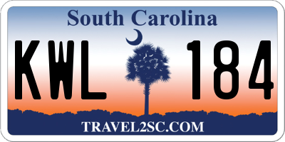 SC license plate KWL184