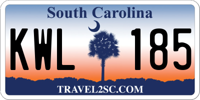 SC license plate KWL185
