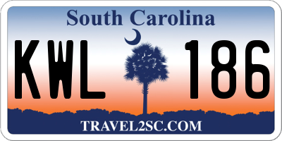 SC license plate KWL186