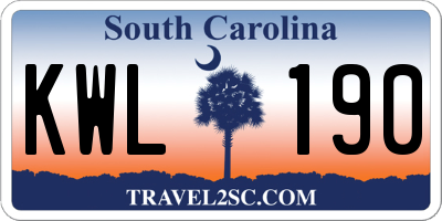 SC license plate KWL190