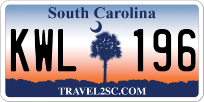 SC license plate KWL196
