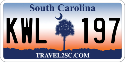 SC license plate KWL197