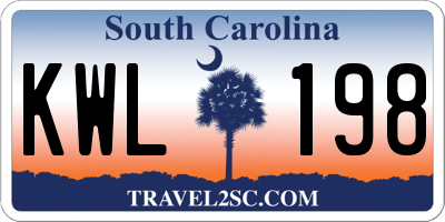 SC license plate KWL198