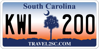 SC license plate KWL200
