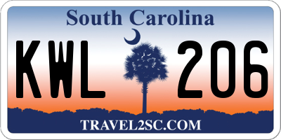 SC license plate KWL206