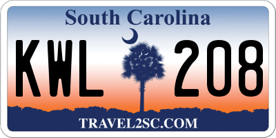 SC license plate KWL208