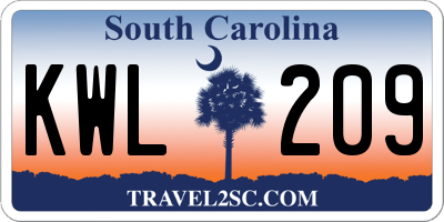 SC license plate KWL209