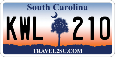 SC license plate KWL210
