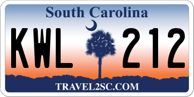 SC license plate KWL212
