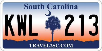 SC license plate KWL213