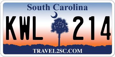 SC license plate KWL214