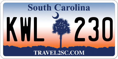 SC license plate KWL230