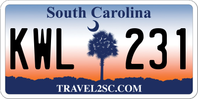 SC license plate KWL231