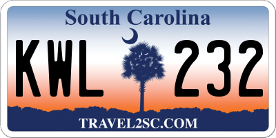 SC license plate KWL232