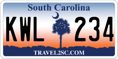SC license plate KWL234