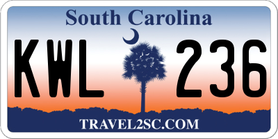 SC license plate KWL236