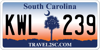 SC license plate KWL239