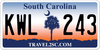 SC license plate KWL243