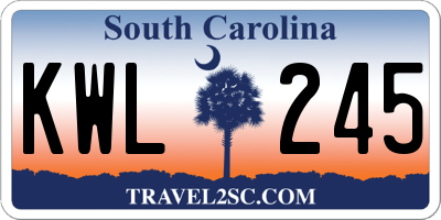 SC license plate KWL245