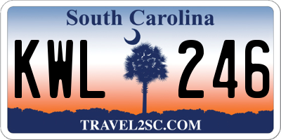SC license plate KWL246