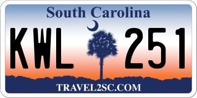 SC license plate KWL251