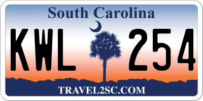 SC license plate KWL254