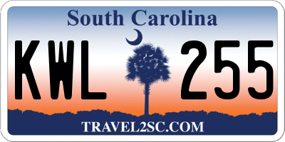 SC license plate KWL255
