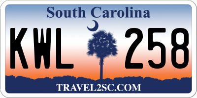 SC license plate KWL258