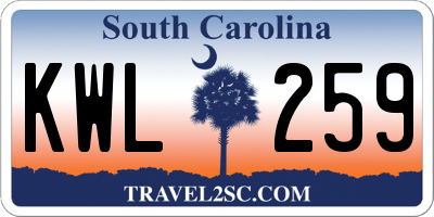SC license plate KWL259