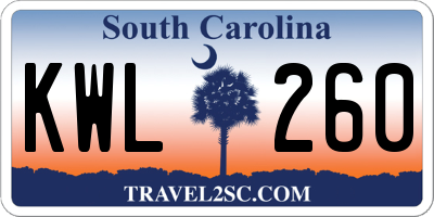 SC license plate KWL260