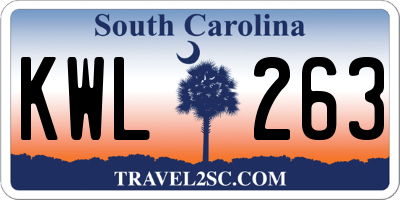 SC license plate KWL263