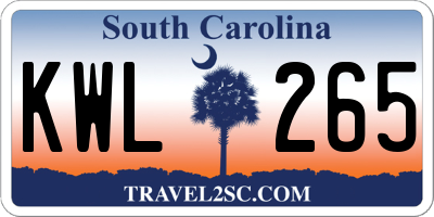 SC license plate KWL265