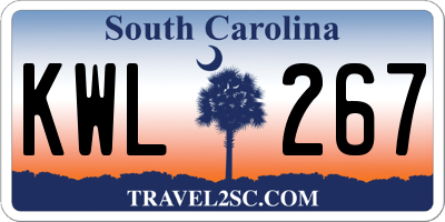 SC license plate KWL267