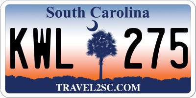 SC license plate KWL275