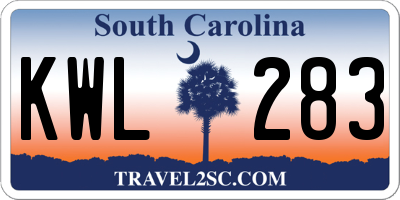 SC license plate KWL283